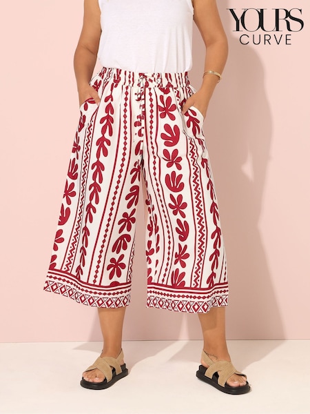 Yours Curve Red Woven Midaxi Culottes (W78374) | R$ 265