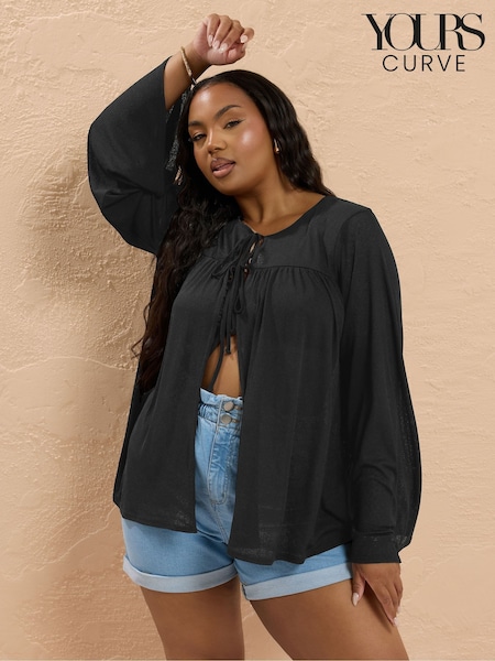 Yours Curve Black Thick and Thin Bow Cover-Up (W78394) | €39