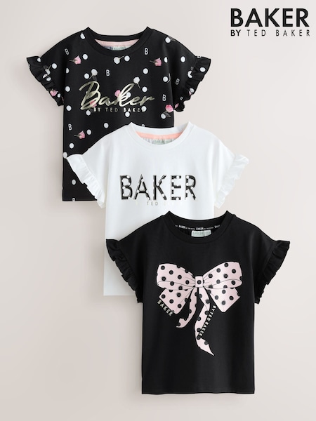 Baker by Ted Baker Frill Detail T-Shirts 3 Pack (W78420) | 172 QAR - 205 QAR