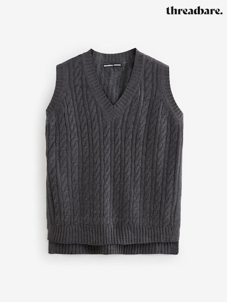 Threadbare Grey Cable Knit Vest (W78439) | €28