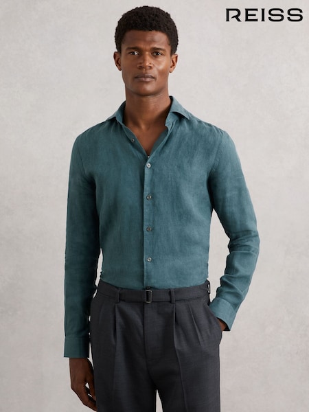 Reiss Ruban Linen Cutaway-Collar Shirt (W78568) | R$ 970