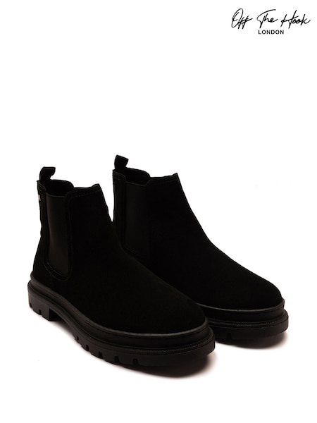 Off The Hook Black Harrison Suede Leather Formal Chelsea Boots (W78581) | €53