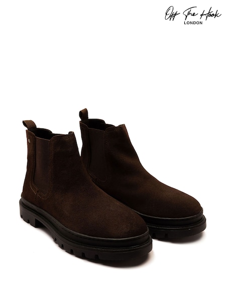 Off The Hook Brown Harrison Suede Leather Formal Chelsea Boots (W78582) | €53