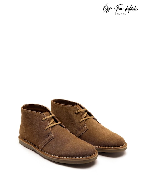 Off The Hook Brown Sahara Suede Leather Desert Lace-Up Chukka Boots (W78583) | AED204