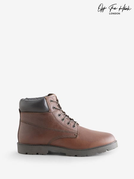 Off The Hook Brown Solo Leather Lace Up Casual Ankle Boots (W78584) | AED233
