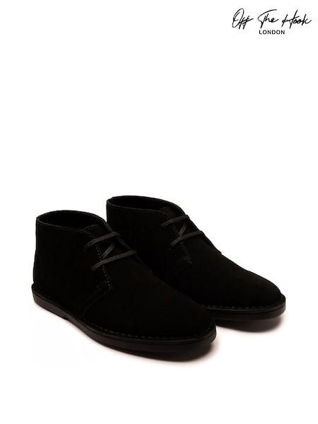 Off The Hook Black Sahara Suede Leather Desert Lace-Up Chukka Boots (W78591) | AED204