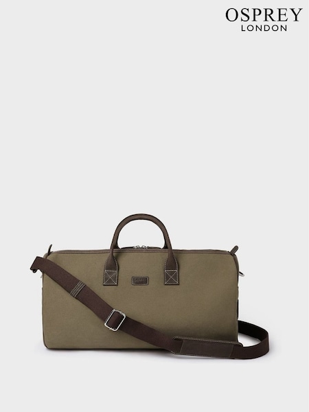 Osprey London Green The Hunter Canvas & Leather Barrel Bag (W79093) | €159