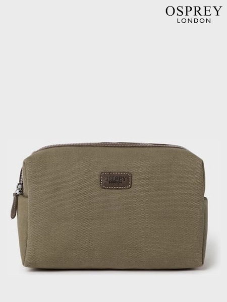 Osprey London Medium Green The Hunter Canvas & Leather Washbag (W79096) | AED204