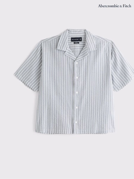 Abercrombie & Fitch Blue Seersucker Striped Shirt (W79120) | AED303