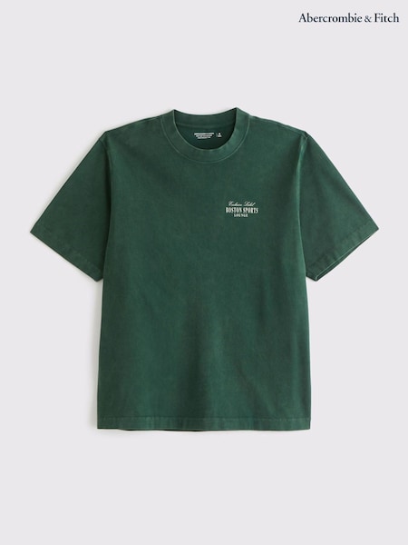 أخضر - Abercrombie & Fitch Sports Back Graphic Print Crew Neck T-Shirt (W79126) | ‏204 د.إ.‏