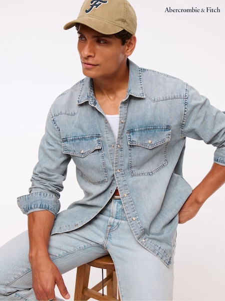 Azul - Abercrombie & Fitch Button-Up Shirt (W79198) | R$ 640
