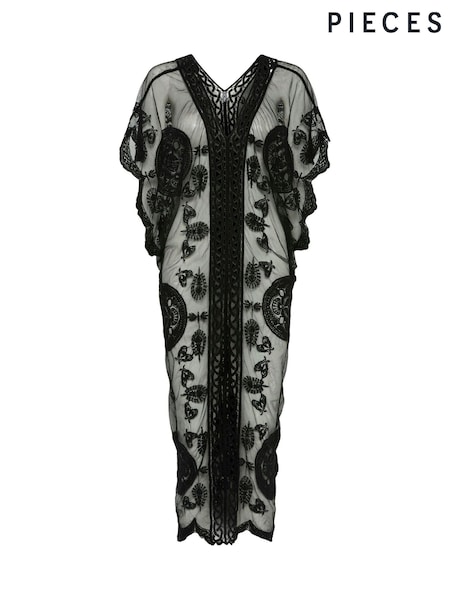 PIECES Black Embroidered Kaftan (W79457) | R$ 395