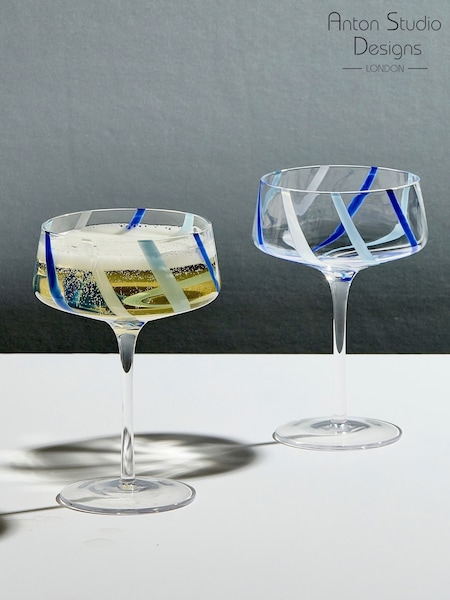 Anton Studio Designs Set of 2 Azure Rio Champagne Saucers (W79483) | R$ 375
