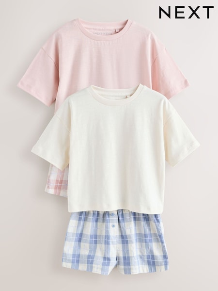 Pink/Blue Check Woven Bottom Pyjamas 2 Pack (3-16yrs) (W79787) | AED112 - AED147
