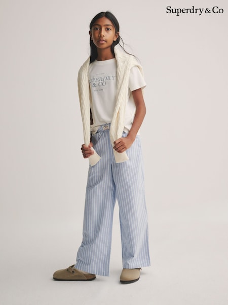 Superdry Blue/White T-Shirt and Stripe Trouser Set (W79846) | €40 - €46