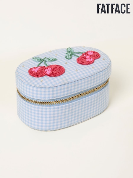 FatFace Blue Beaded Cherry Gingham Jewellery Box (W80021) | AED114