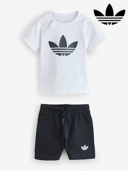 לבן - adidas Originals Trefoil Top and Shorts Infant Set (W80476) | ‏151‏₪