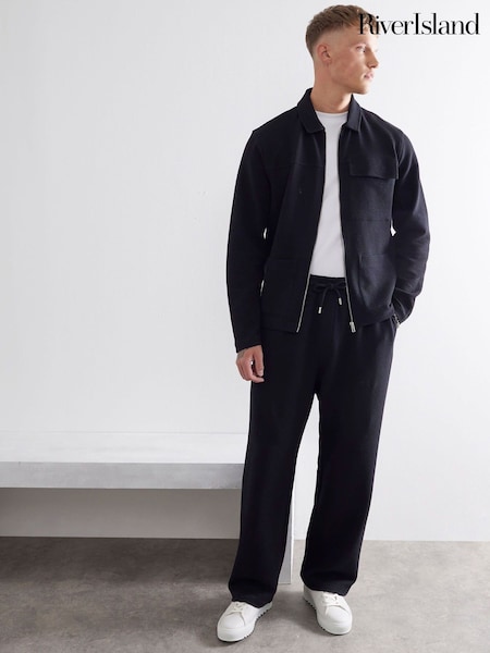 River Island Wide Texture Smart Joggers (W80528) | R$ 415