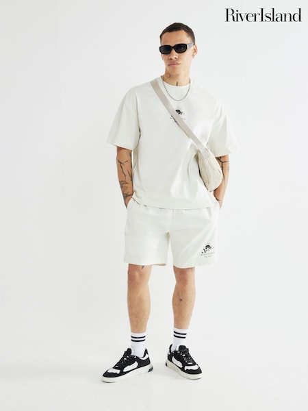 River Island Cream Japanese T-Shirt and Shorts Set (W80532) | 144 QAR