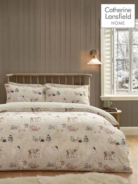 Catherine Lansfield Winter Friends Sherpa Duvet Cover Set (W80537) | ‏99 ر.ق. - ‏158 ر.ق.