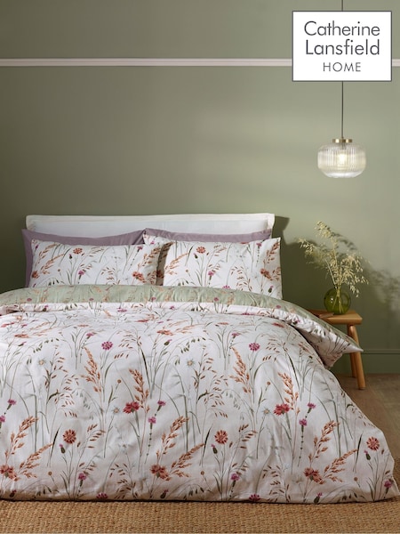 Catherine Lansfield Brushed Grasmere Floral Print Reversible Duvet Cover Set (W80556) | ‏109 ر.ق. - ‏223 ر.ق.