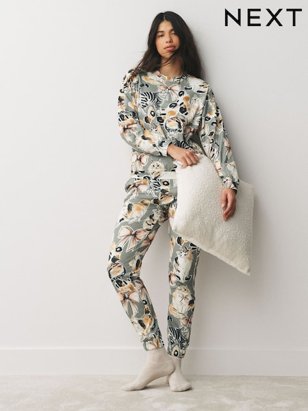 Neutral Cat Long Sleeve Pyjamas (W80710) | SGD 49