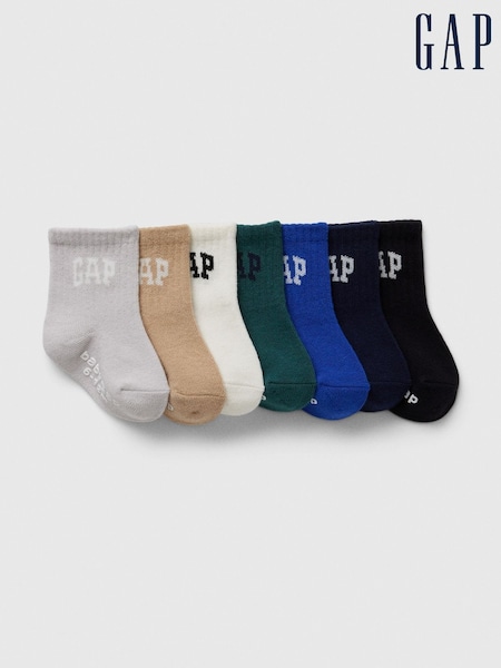 Gap Grey Logo Crew Socks 7 Pack (Newborn-5yrs) (W80747) | €21