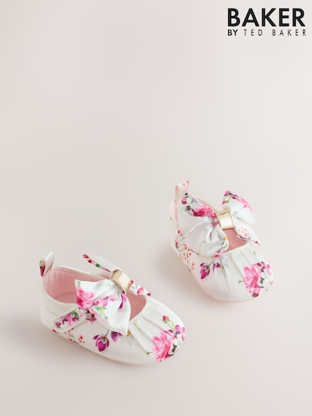 Baker by Ted Baker Baby Girls Pink Padders Shoes With Bow (W80776) | AED120