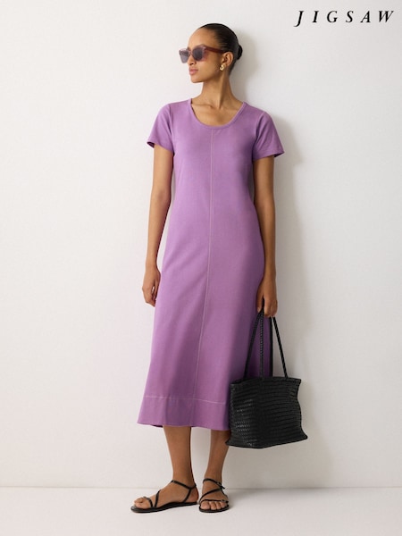 Jigsaw Purple Stitched Short Sleeve Dress (W80800) | €126