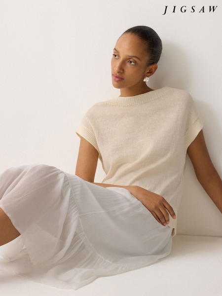Jigsaw Natural Linen Mixed Media Dress (W80909) | €250