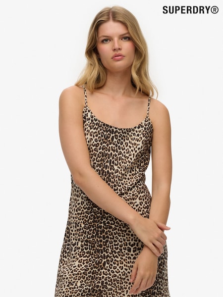 Superdry Brown Bias Cut Mini Slip Dress (W80935) | R$ 395