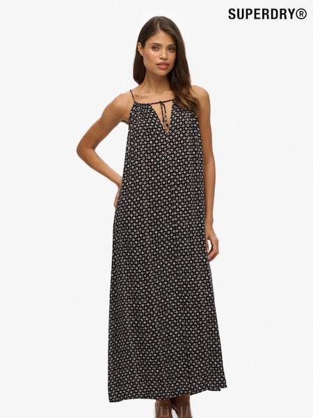 Superdry Black Beach Cami Maxi Dress (W80943) | R$ 495
