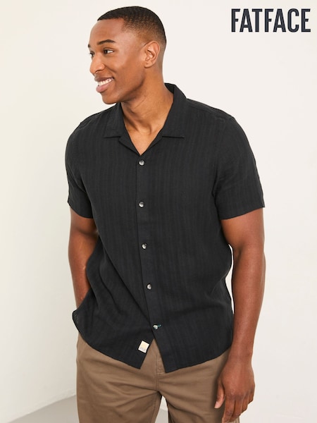 FatFace Bugle Black Self Stripe Short Sleeve Self Stripe Shirt (W81256) | OMR26