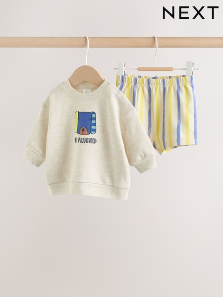 Grey Stripe Dog - Sweatshirt and Shorts Baby Set (0mths-2yrs) (W81278) | ‏61 د.إ.‏ - ‏ 71‏ د.إ.