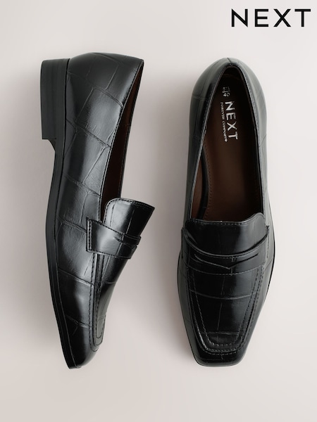 أسود شكل تمساحي - Forever Comfort® Square Toe Loafers (W81352) | ‏164 د.إ.‏