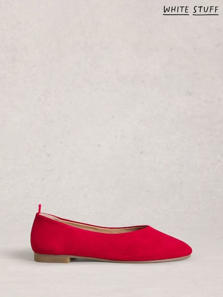 White Stuff Red Cheri Leather Ballerina Pumps (W81584) | €87