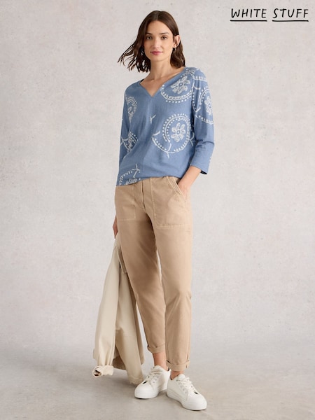 White Stuff Blue Nelly 3/4 Sleeve T-Shirt (W81601) | €37