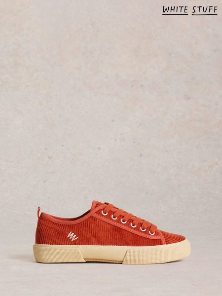 White Stuff Orange Pippa Cord Lace Up Trainers (W81617) | €50