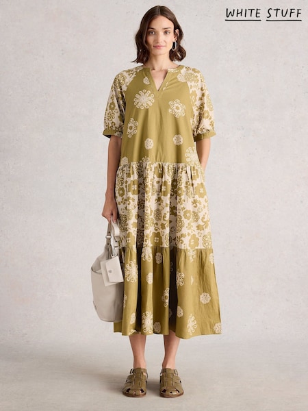 White Stuff Green Eva Mixed Print Dress (W81623) | AED495