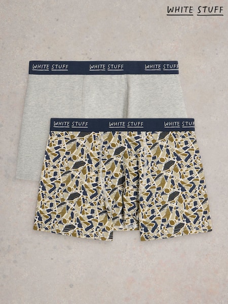 White Stuff Grey Hove Print & Plain Boxers 2 Pack (W81635) | €25