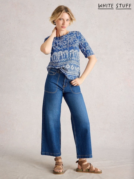 White Stuff Blue Weaver T-Shirt (W81636) | €58