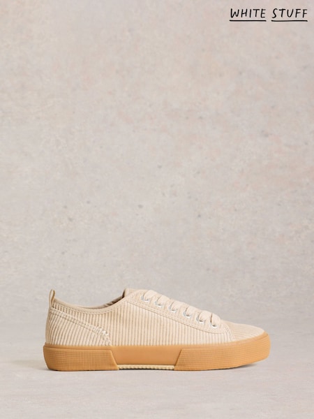 White Stuff Natural Pippa Cord Lace Up Trainers (W81637) | €50