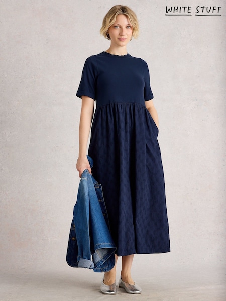 White Stuff Blue Vera Broderie Dress (W81639) | AED437