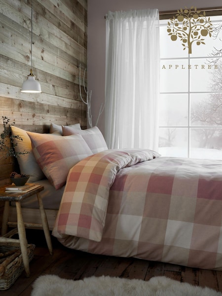 Appletree Natural Ashford Check Brushed Duvet Cover Set (W81770) | €40 - €80