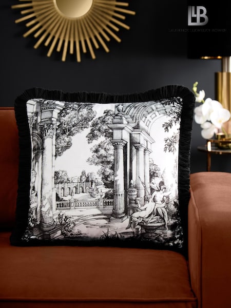 Laurence Llewelyn-Bowen Black/White Vista Velvet Filled Cushion (W81779) | AZN 68