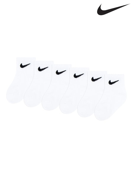 White - Nike Infant Swoosh Ankle Socks 6 Pack