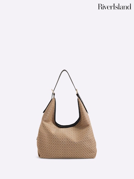 River Island Brown Monogram Slouch Shoulder Bag (W82296) | 208 QAR