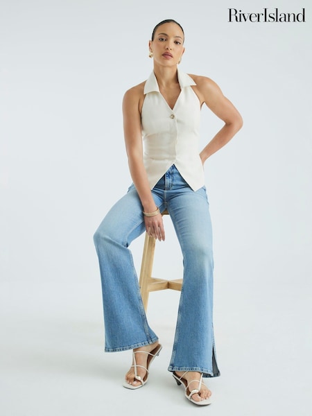River Island Blue High Rise Flare Jeans (W82315) | €68 - €83