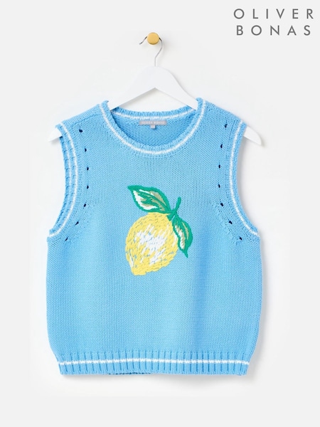 Oliver Bonas Diamond Stitch Button Up Knitted Vest (W82334) | R$ 590