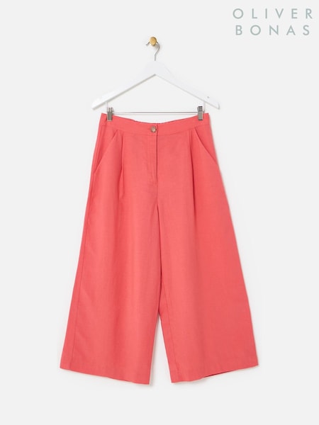 Oliver Bonas Pink Cropped Wide Leg Trousers (W82338) | €86